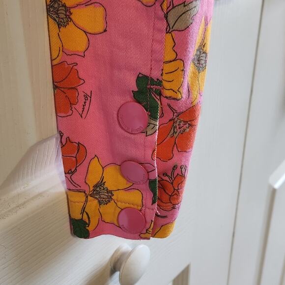 Vintage Women's Tommy Jeans Pink Yellow Floral Tie Front Blazer Jacket Y2K SM - Picture 5 of 14